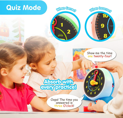 BEST LEARNING Relógio de aprendizagem - Conversa educacional Aprenda a contar as horas Ensinando Brinquedo luminoso com Quiz e Música Modo de suspensão - Bebês e crianças de 3, 4, 5, 6 anos Presente de presente para meninos e meninas