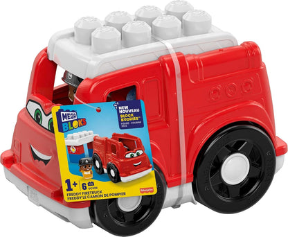 MEGA BLOKS Toddler Building Blocks Caminhão de Bombeiros com 1 Bloco Buddies Figura, Freddy Firetruck para Crianças de 1 a 3 Anos