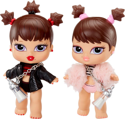 Bratz Bonecas Babyz Twiins Phoebe e Roxxi - Pacote com 2 bonecas colecionáveis com bichinhos de estimação, bonecas fofas com roupas estilosas - Brinquedo infantil - Ótimo para crianças a partir de 6 anos