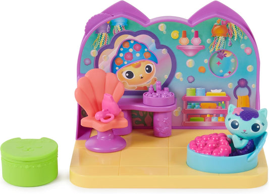DreamWorks Gabby’s Dollhouse, Conjunto de Spa da MerCat, com figura da MerCat, brinquedos surpresa e mobília de casa de bonecas. Brinquedo infantil para meninas e meninos a partir de 3 anos.