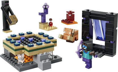 LEGO Minecraft Jornada pelos Portais do Nether e do Fim - Brinquedo de Construção com Figuras Incríveis de Herói, Enderman e Bebê Hoglin - Presente Gamer para Meninos e Meninas a partir de 7 Anos - 21584