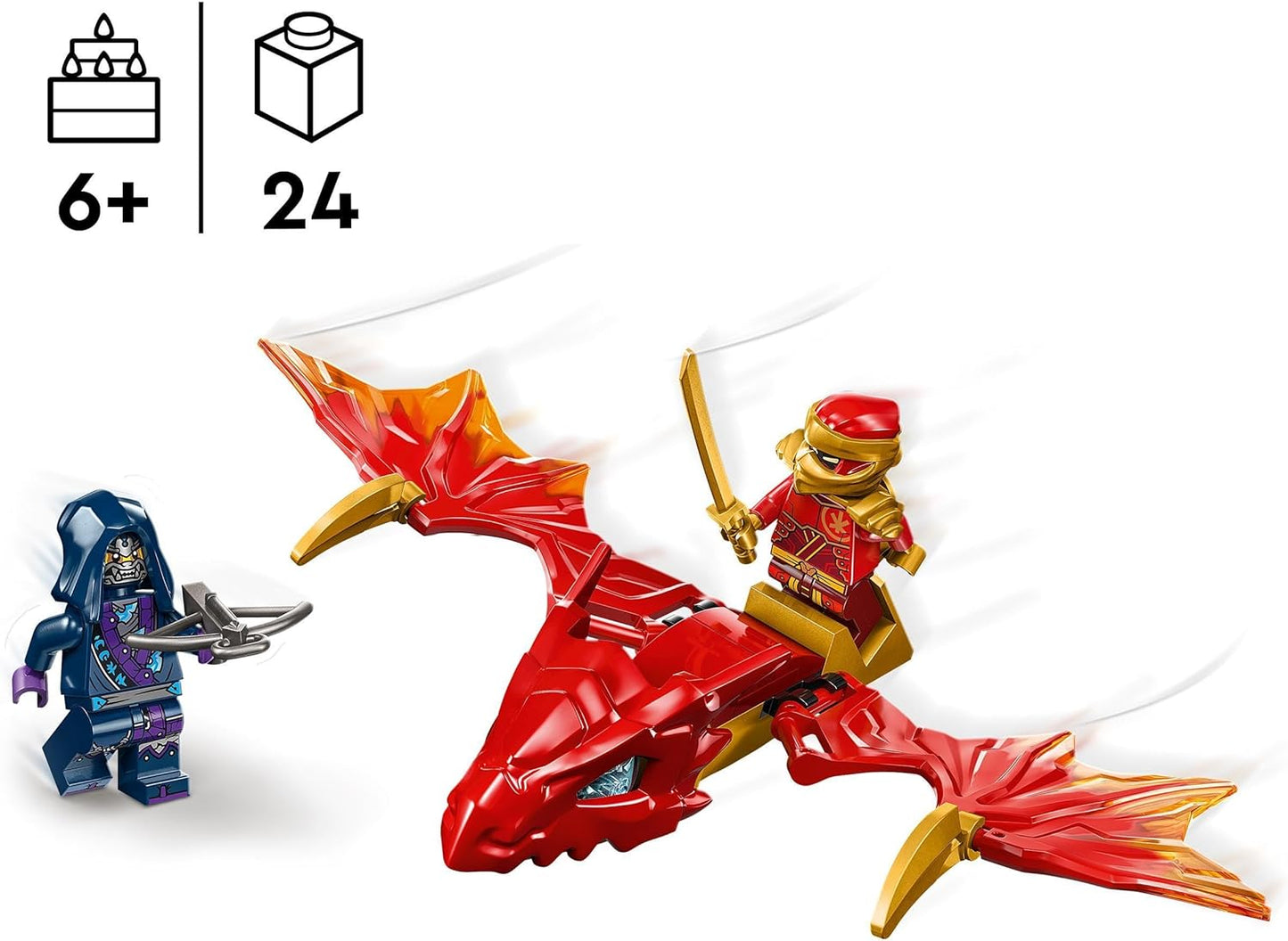 LEGO NINJAGO Kai’s Rising Dragon Strike, brinquedo ninja para meninos, meninas e crianças de 6 anos ou mais, conjunto de construção de figuras com minifigura Kai e acessório de espada mini-Katana, brinquedos de dramatização, ideia de presente 71801