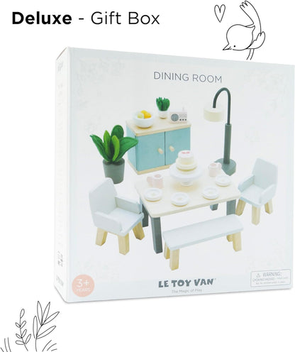Le Toy Van- Conjunto de jogos de acessórios para casas de bonecas para sala de jantar Daisylane de madeira para casas de bonecas | Conjuntos de móveis para casas de bonecas - adequados para maiores de 3 anos