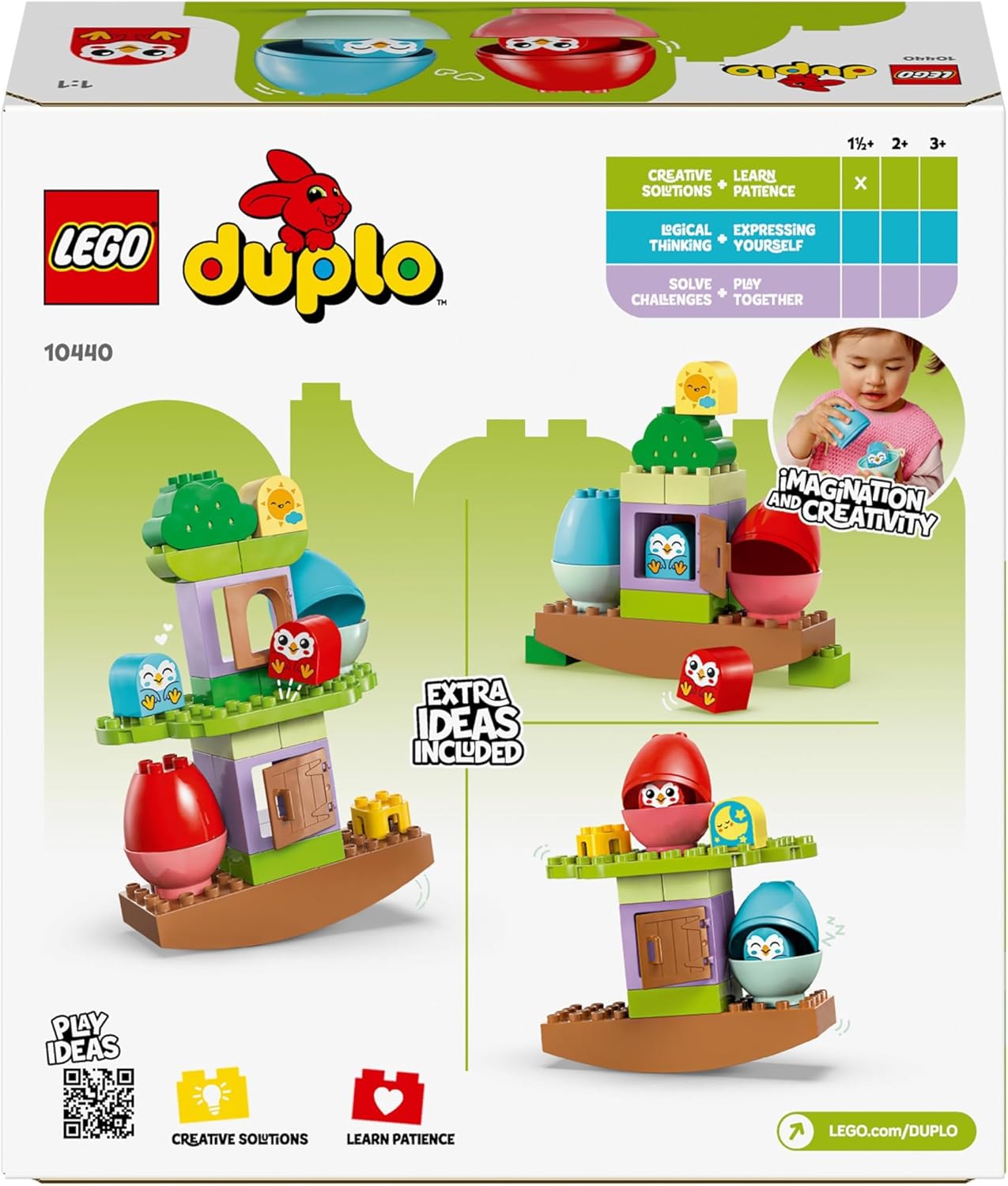 LEGO DUPLO Minha primeira árvore de equilíbrio e empilhamento, brinquedos educativos para meninos e meninas de 1,5 anos ou mais, conjunto de aprendizagem para crianças com 2 figuras de pássaros incentiva brincadeiras criativas