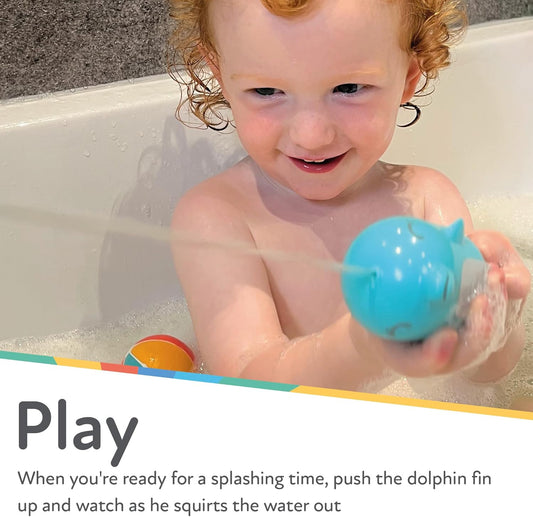 Nuby  Brinquedo de banho para bebês Dolphin Soaker & Squirters - Brincadeira imaginativa | Desenvolvimento inicial | Fácil de segurar
