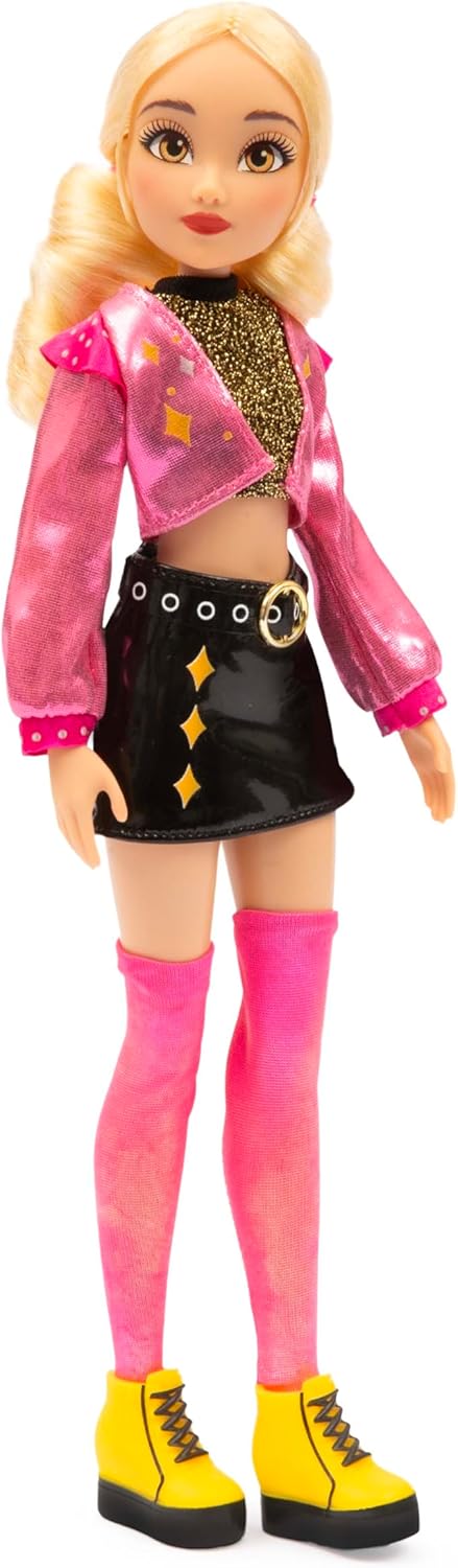 Winx Club Boneca Beauty Pop – Stella com Roupa Glamorosa para Concerto e Gel com Glitter – Boneca Fada Totalmente Articulada com Acessórios de Beleza – Brinquedo Oficial para Meninas – A partir de 4 Anos