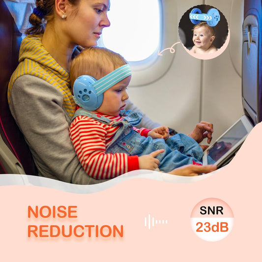 ZOHAN Orejeras para Bebés Niños 0-36 Meses Autismo Cancelación de Ruido Dormir Avión Fuegos Artificiales Auriculares, Protección Auditiva para Niños, Diadema Suave Ajustable,