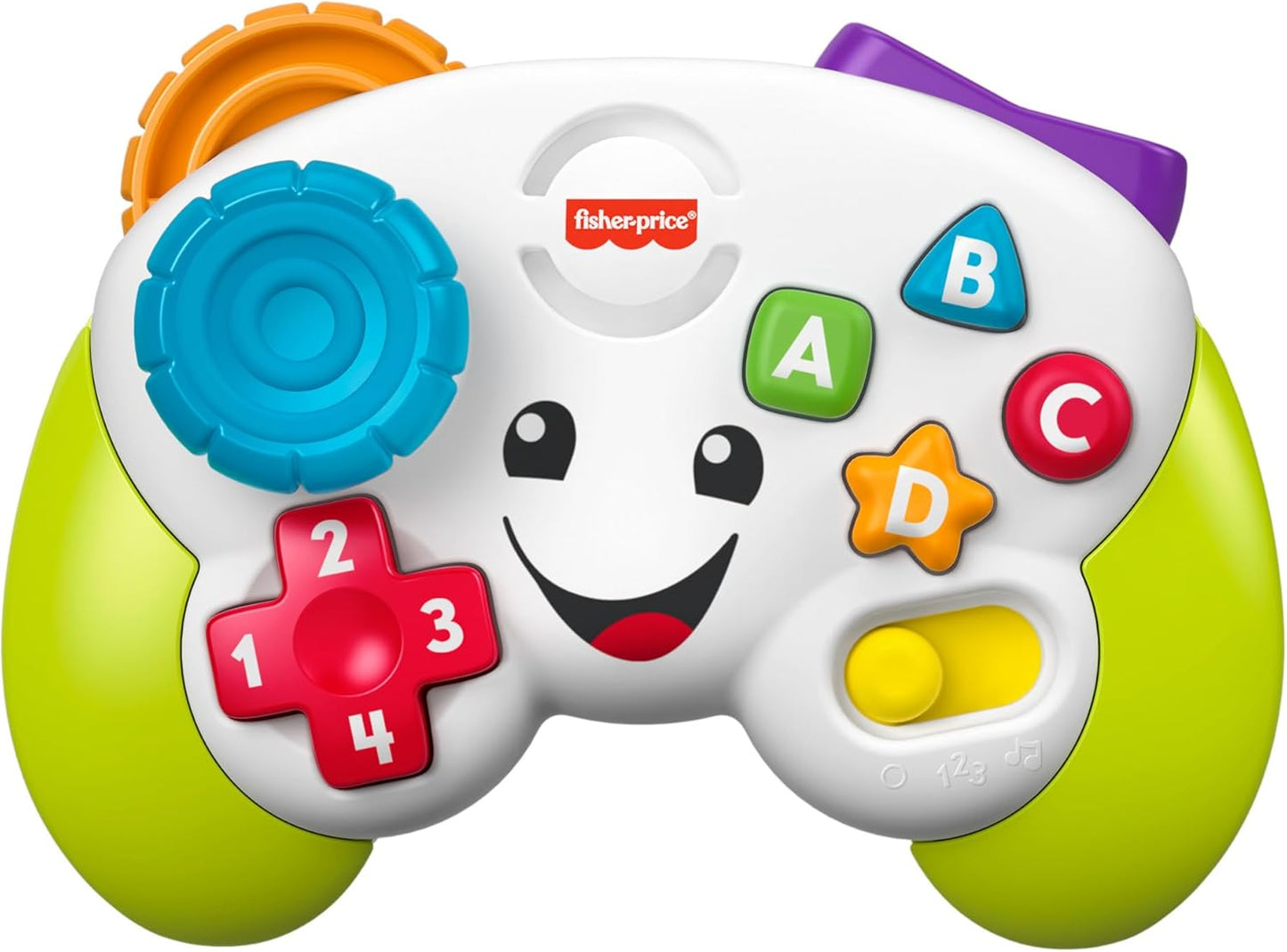Controle de Jogo Fisher-Price Baby & Toddler Laugh & Learn, Verde, Atividade Musical de Aprendizagem para Bebês a partir de 6 Meses, Versão em Inglês do Reino Unido, JFF51