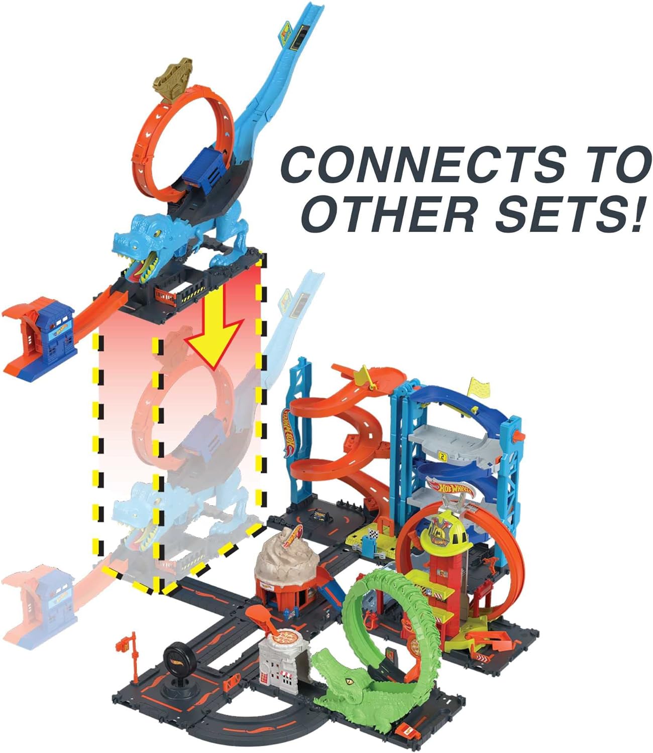 Wheels Pista De La Ciudad De Hot Wheels City T Rex Pista Completa