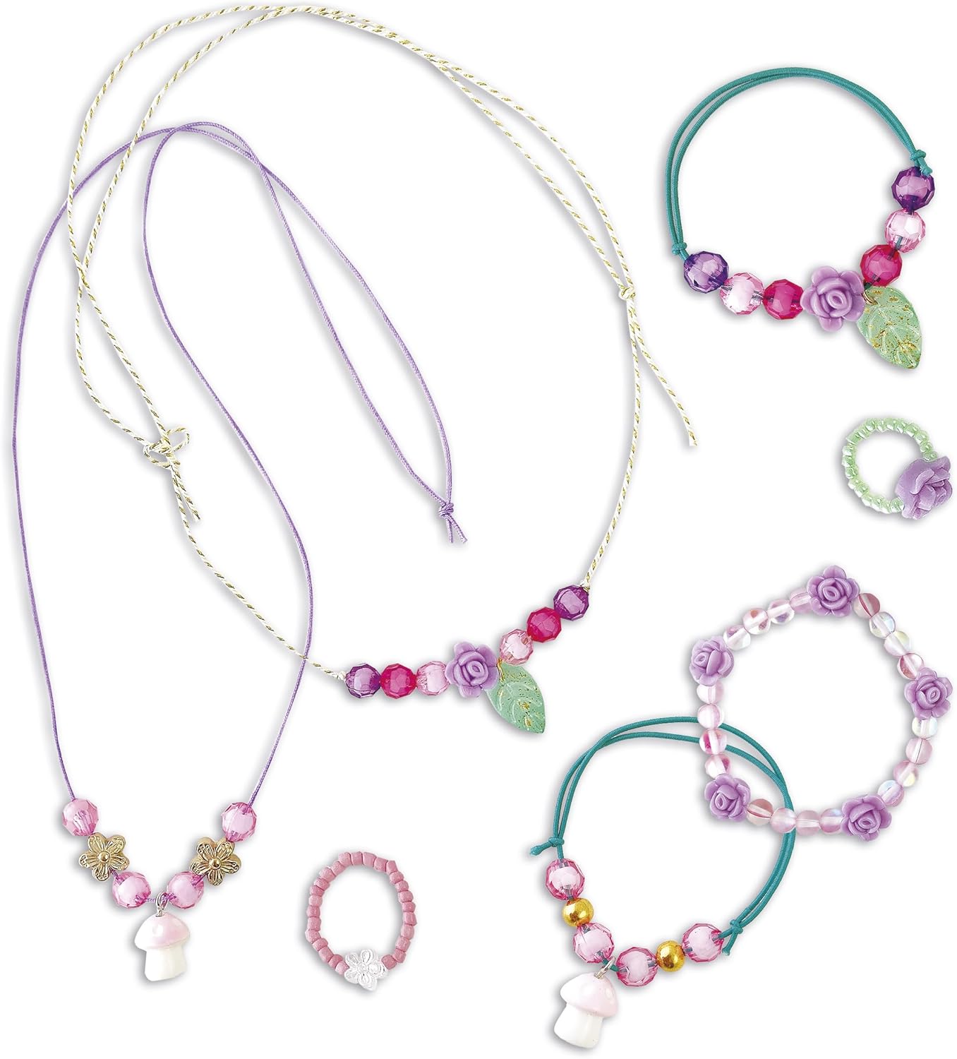 Janod -7 Jewellery Creations - Tema Fada - Les Ateliers Bijoux - Estojo incluso - Kit de Lazer Criativo Infantil - Habilidades motoras finas e concentração - A partir de 6 anos - J09176