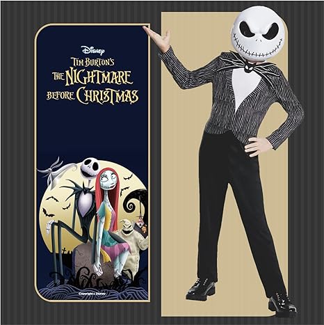 DISGUISE  Disney oficial premium pesadelo  jack skellington traje crianças com máscara sólida, terno fantasia trajes de halloween para crianças