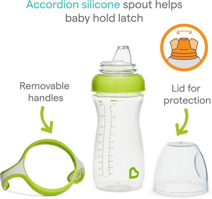 Munchkin Kit com 2 Copos de Transição Suave para Bebês | Garrafa Transparente | 296 ml | Azul/Verde