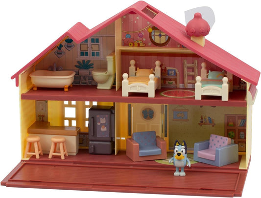 Giochi Preziosi Bluey - Conjunto de personajes Casa de dos pisos con cocina, sala de estar, dormitorio y baño completamente amueblado; para niños a partir de 3 años, BLY04010