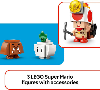 LEGO Super Mario Acampamento do Capitão Toad - Brinquedo interativo com 3 figuras, incluindo um Goomba, além de uma barraca e uma ponte que desaba - Presente para gamers a partir de 6 anos - 72040