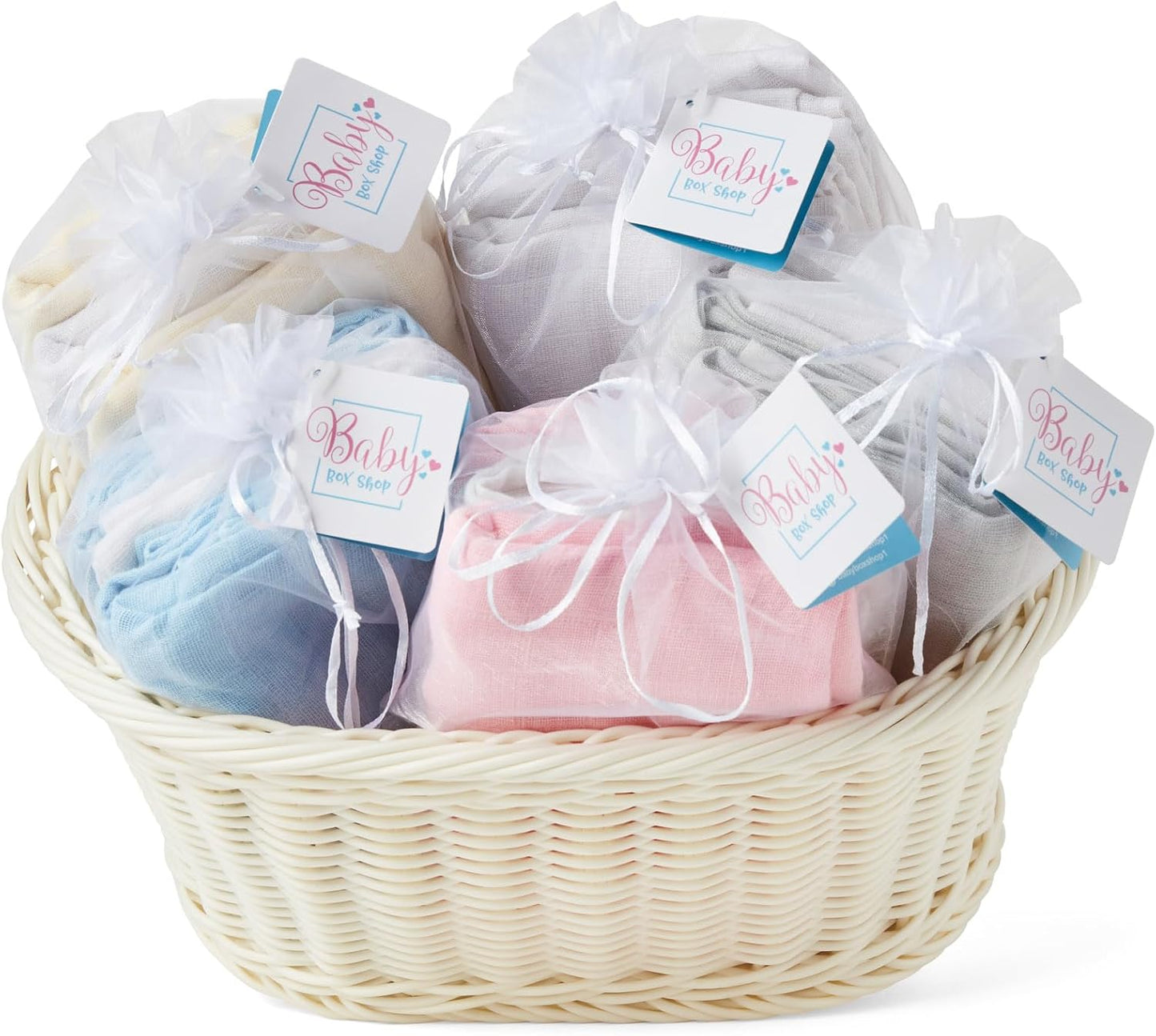 Baby Box Shop - Paninhos de musselina para bebês meninos, 100% algodão macio, para usar como capa de amamentação, paninhos de mão e paninhos de arroto, itens essenciais para bebês recém-nascidos