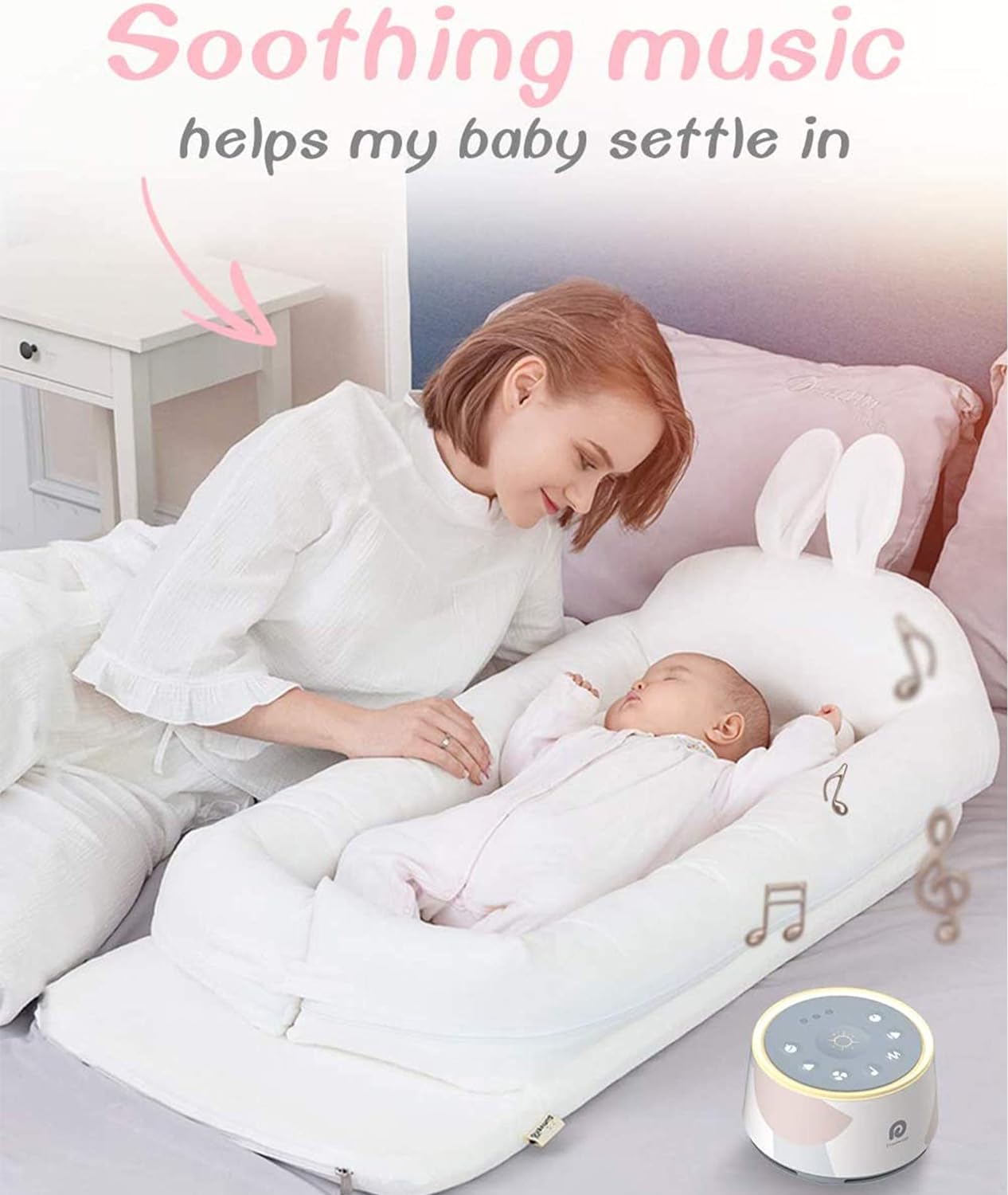 Dreamegg Máquina de ruído branco, máquina de som de sono D1Pro para bebês, crianças e adultos, chupeta de sono para bebês 3 em 1, luz noturna atualizada, 29 sons naturais de alta fidelidade, adequada para dormir em casa, berçário, presente de escritório