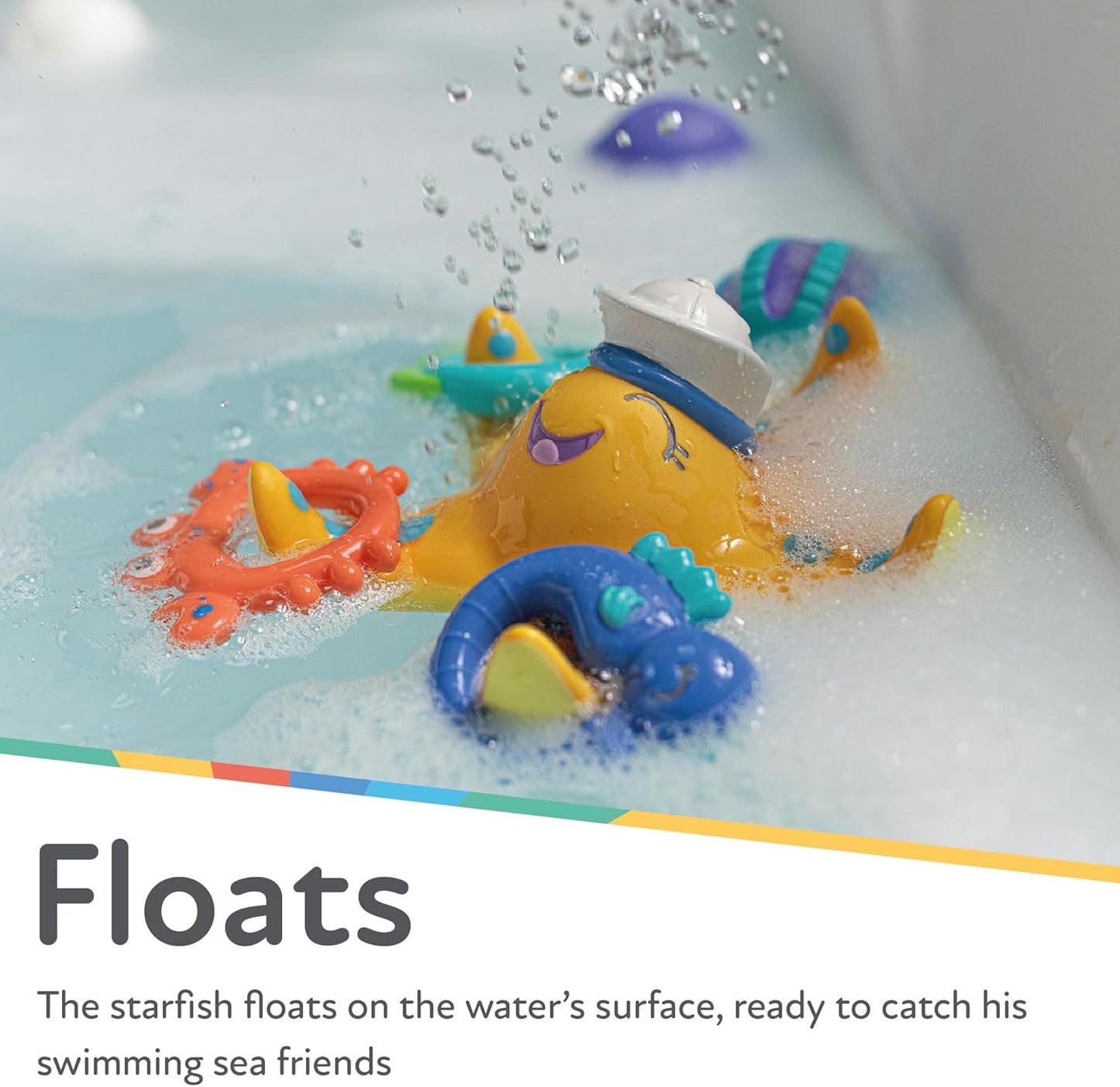 Nuby Brinquedo de banho flutuante Starfish Hoopla – Inclui 3 anéis de arremesso | Sem BPA | Adequado para idades de 18 meses ou mais