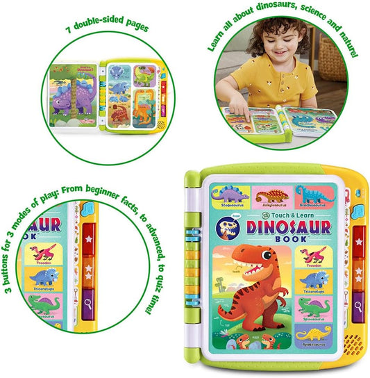 LeapFrog Touch & Learn Dinosaur Book, livro educacional e interativo, mais de 500 pontos de contato, períodos Triássico, Jurássico e Cretáceo, música e frases, brinquedo infantil para idades de 3, 4, 5 anos ou mais