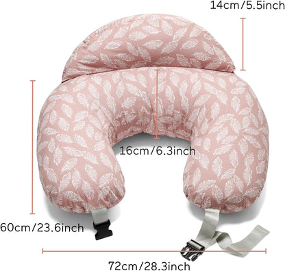 Momcozy Almofada de Amamentação com Suporte Ergonômico e Barreira de Segurança Original para a Segurança do Bebê - Facilitando e Proporcionando Conforto à Mãe e ao Bebê - Capa de Algodão Removível, Rosa