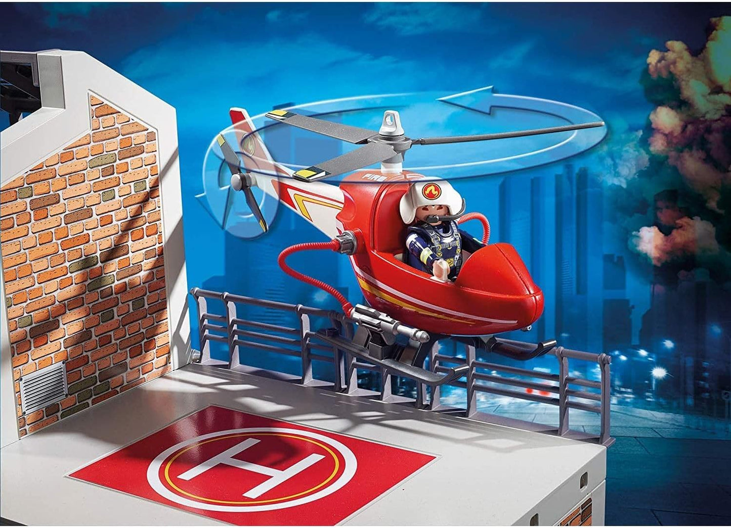Playmobil 9462 Estação de Bombeiros City Action com Alarme de Incêndio, Bombeiro e Helicóptero de Brinquedo, Brinquedo Divertido para Brincar de Faz de Conta, Conjunto Adequado para Crianças a partir de 4 Anos