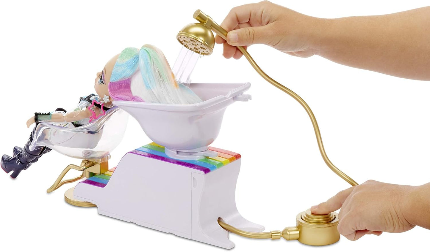 Conjunto de salão de cabeleireiro Rainbow High 567448E7C, com cadeira de salão com função de água e mais de 20 surpresas!
