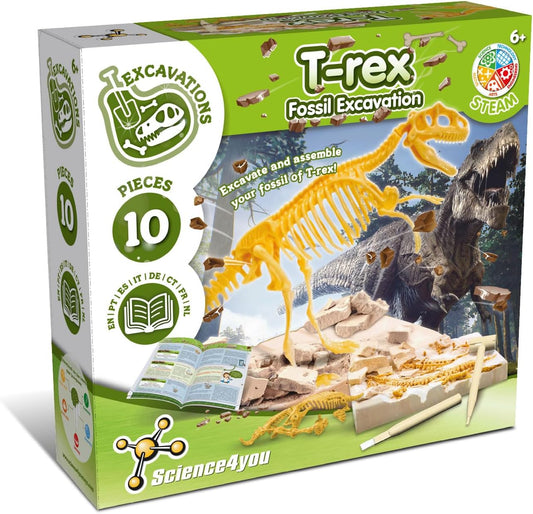 Science4you Kit de caça de fósseis de T Rex, Kit de caça de fósseis de mamute, Kit de escavação de fósseis de Brachiosaurus, Kit de escavação de fósseis de estegossauro, Kit de escavação de fósseis de triceratops para crianças