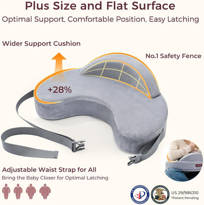 Momcozy Almofada de Amamentação com Cerca de Segurança Inovadora - Espuma Viscoelástica Firme e Elástica - Suporte Estável e Ergonômico para Conforto - Almofada de Amamentação Mais Larga, Ajustável, Capa Removível,