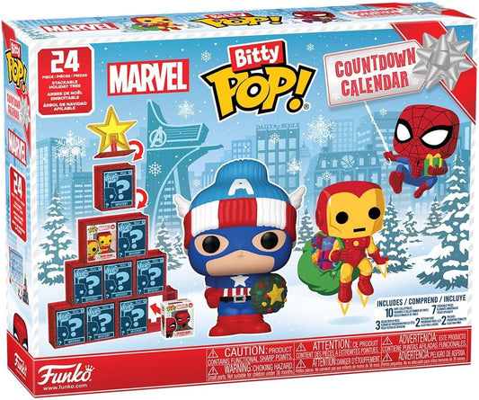 Funko Bitty Pop! Calendário de Contagem Regressiva : Marvel Comics - Calendário do Advento - 24 Dias de Surpresa - Mini Figuras de Vinil Colecionáveis - Caixa Misteriosa - Ideia de Presente - Natal para Meninas, Meninos e Crianças