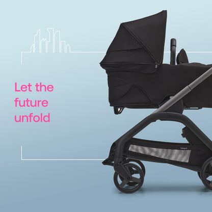Berço Bugaboo Dragonfly, alcofa com colchão arejado e avental, dobra fácil com uma mão com carrinho de bebê em qualquer posição, carrinho Dragonfly City compatível, preto meia-noite