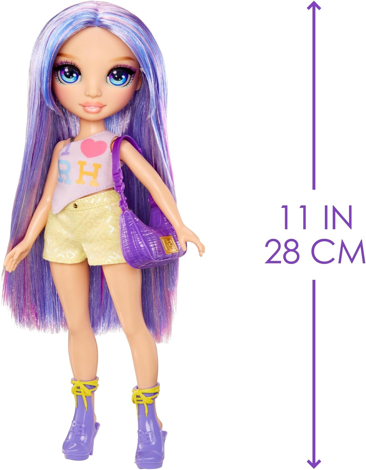 Boneca Rainbow High My Fashion Style - Violeta - Boneca Fashion Roxa de 28cm com Roupa Marcante e Bolsa Estilosa, Brincadeira Articulada, Colecionável, Para Crianças de 4 a 12 Anos ou Mais