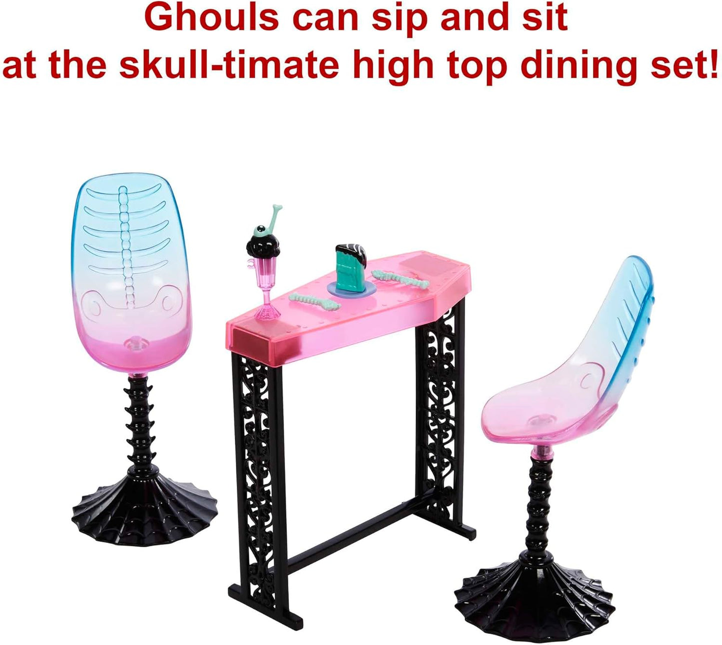 Monster High The Coffin Bean Playset, café com dois animais de estimação, móveis assustadores, doces e bebidas, balcão de barista, brinquedos infantis, conjunto de presentes, HMV78