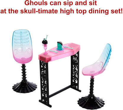 Monster High The Coffin Bean Playset, café com dois animais de estimação, móveis assustadores, doces e bebidas, balcão de barista, brinquedos infantis, conjunto de presentes, HMV78