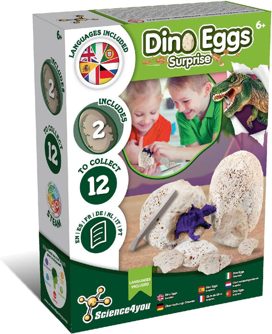 Science4you Dinosaur Eggs - Kit de escavação de ovos de dinossauro para crianças - Escavar ovos de dinossauro com dinossauro, Science4you 80002585 Conjunto inicial de construção de dinossauro, brinquedo científico e educacional