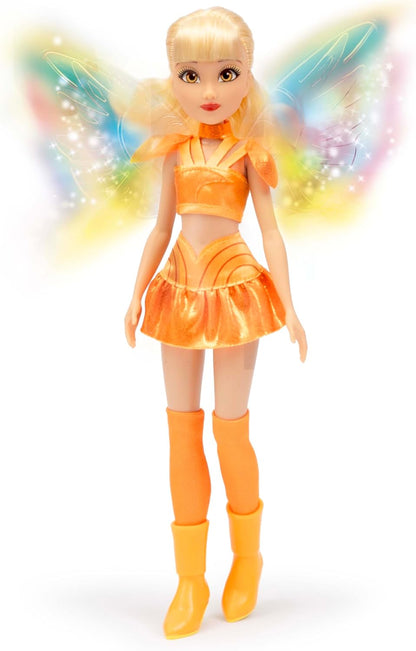 Winx Boneca com Asas Iluminadas – Stella com Roupa Brilhante e Asas Luminosas – Boneca Fashion de 27 cm com Membros Articulados – Asas Iluminadas Interativas para Brincadeiras Mágicas – Brinquedo Oficial do Clube Winx – Para Crianças a partir de 4 Anos