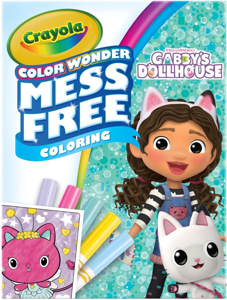 CRAYOLA Color Wonder - Casa de Bonecas da Gabby | Livro de Colorir Sem Sujeira (Inclui 18 Páginas para Colorir e 5 Canetinhas Mágicas Color Wonder) | Para Crianças a partir de 3 Anos