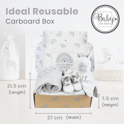 Baby Box Shop - Presentes personalizados para bebês - Cobertor de bebê personalizado e edredom de bebê zebra personalizado com botinhas de algodão cinza e branco, ideais para presentes de batizado