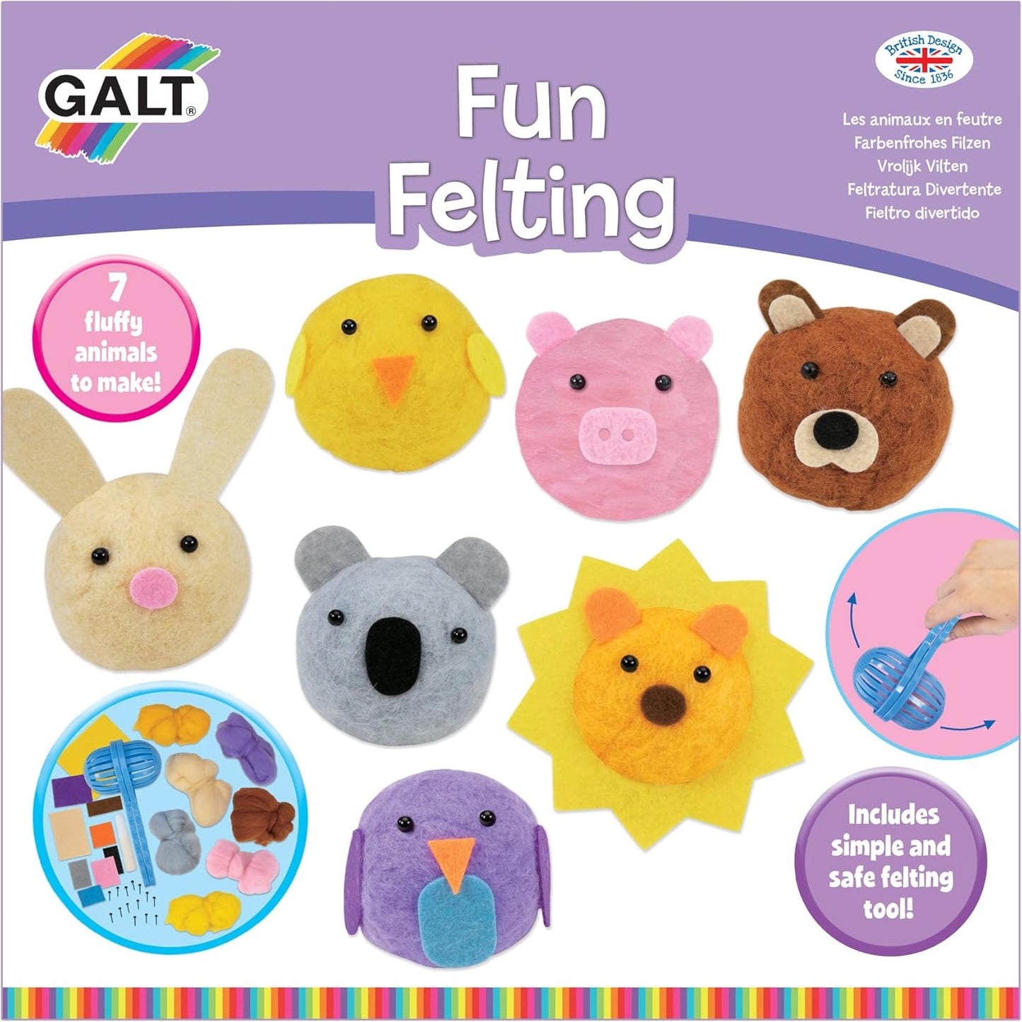 Galt Toys, Amigos de Feltro, Kit de Costura, Kits de Artesanato Infantil, A partir de 6 Anos, Galt Toys, Feltragem Divertida, Artesanato em Feltro para Crianças, A partir de 5 Anos, Galt Toys, Costure uma Imagem, Kits de Artesanato Infantil