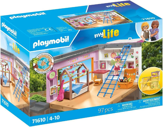 Playmobil 71610 myLife: Quarto infantil, incluindo uma figura de menina e uma folha de adesivos, feito com mais de 80% de materiais reciclados e de base biológica, conjuntos de jogos detalhados adequados para crianças a partir de 4 anos