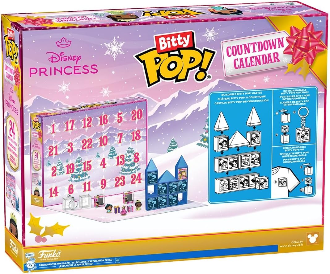 Funko Bitty Pop! Calendário de Contagem Regressiva Princesas Disney - Princesas Disney - Calendário do Advento - 24 Dias de Surpresa - Mini Figuras de Vinil Colecionáveis - Caixa Misteriosa - Ideia de Presente - Natal