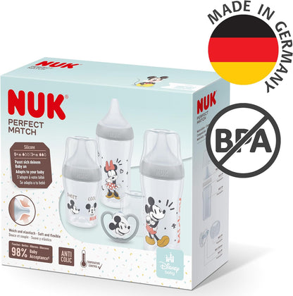 NUK Conjunto de mamadeiras de combinação perfeita Mickey & Minnie Mouse