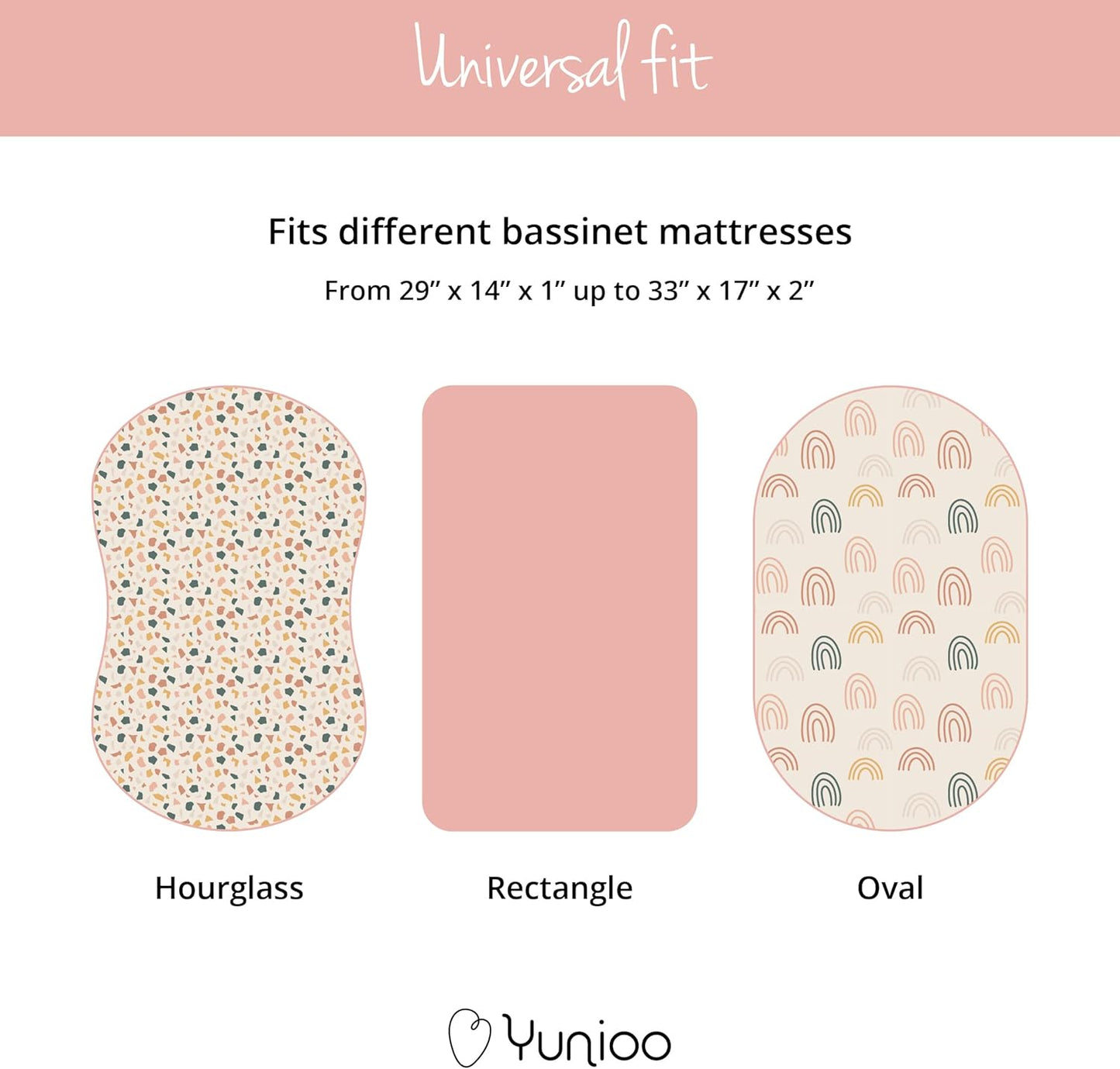 YUNIOO™ Pacote com 3 lençóis ajustáveis para berço, lençóis ajustáveis para moisés, também para carrinhos de bebê, berços, carrinhos de bebê, trocadores e capas para trocadores. 100% algodão macio, adequado para diferentes colchões. 80 x 40 cm