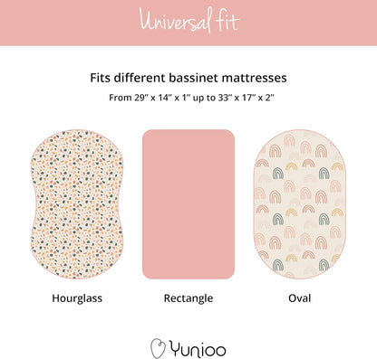 YUNIOO™ Pacote com 3 lençóis ajustáveis para berço, lençóis ajustáveis para moisés, também para carrinhos de bebê, berços, carrinhos de bebê, trocadores e capas para trocadores. 100% algodão macio, adequado para diferentes colchões. 80 x 40 cm