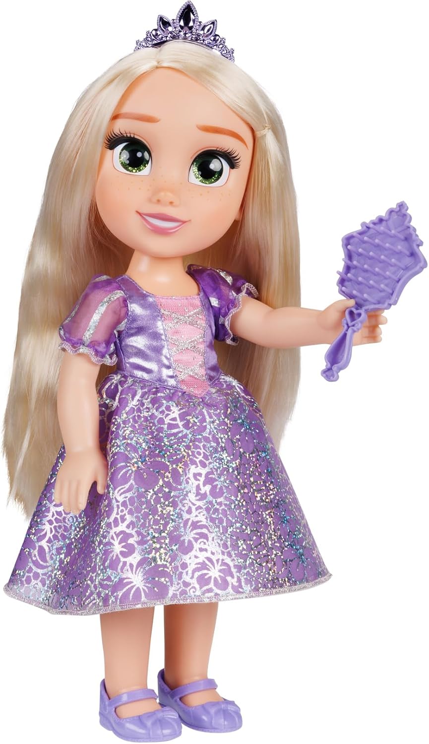 Disney Boneca Princess My Friend Rapunzel 35 cm O novo e lindo traje inclui uma saia com estampa holográfica em tom de platina