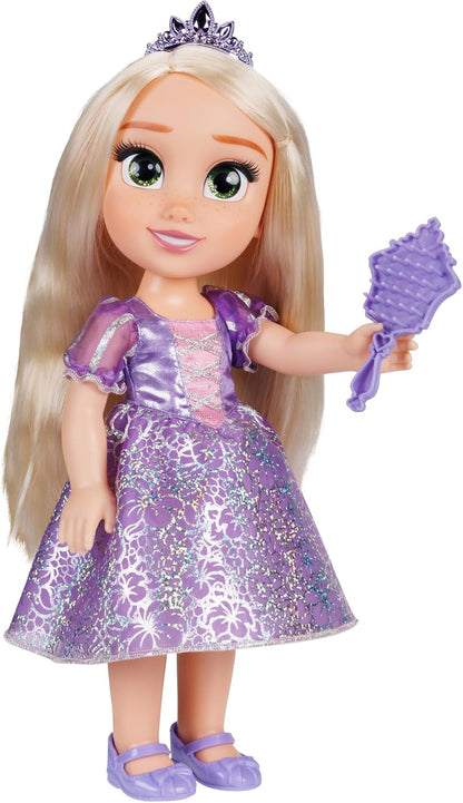 Disney Boneca Princess My Friend Rapunzel 35 cm O novo e lindo traje inclui uma saia com estampa holográfica em tom de platina