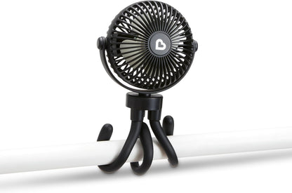 Munchkin Ventilador para carrinho de bebê | Mini ventilador portátil para carrinho de bebê com luzes de LED | Itens essenciais para bebê | Ventilador para carrinho de bebê 360 com 4 velocidades | Preto