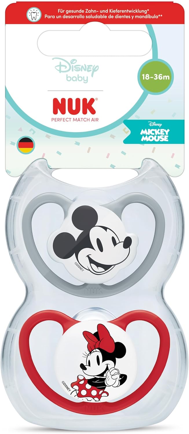 NUK Chupeta Perfect Match Air | 18-36 Meses | Chupeta ortodôntica que permite a circulação de ar e previne irritações na pele | Aceita por 95% das crianças** | Minnie Mouse