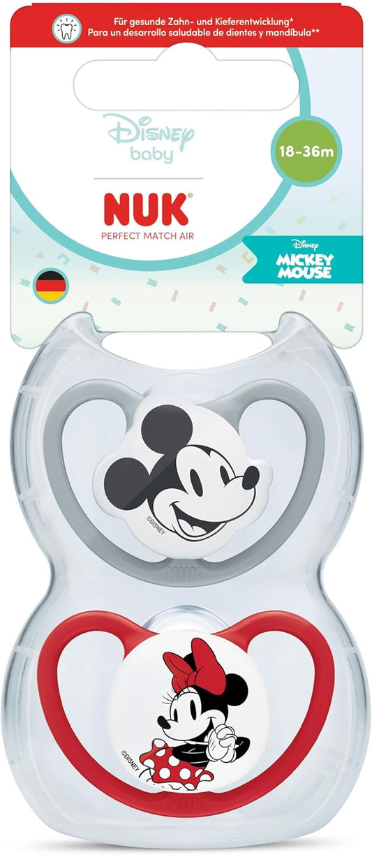 NUK Chupetas Perfect Match Air | 18-36 Meses | Chupetas ortodônticas que favorecem a circulação de ar e previnem irritações causadas pela saliva | 95% de aceitação pelos bebês** | Minnie Mouse | 2 unidades