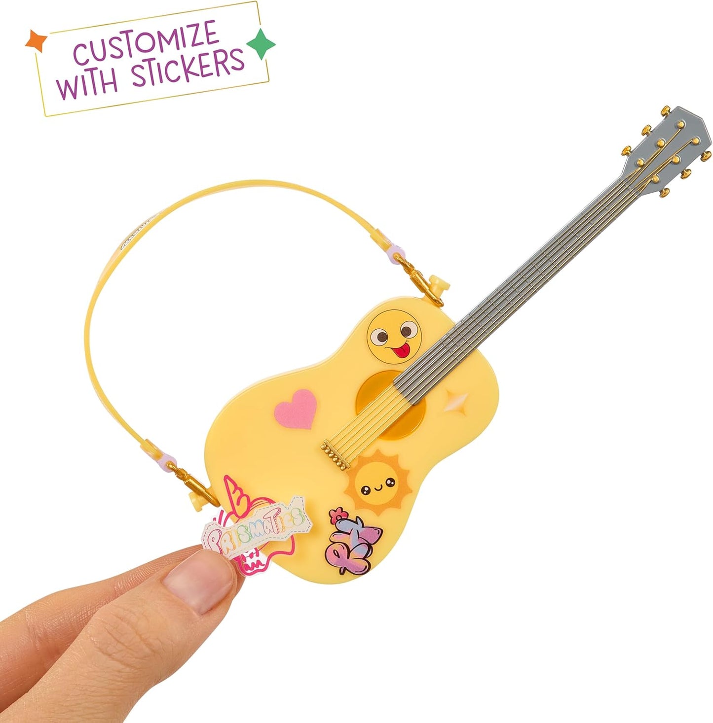 Rainbow High Junior High Rock Band - Sunny, Amarela - Boneca Fashion de 23cm com Guitarra, Personalizável com Adesivos, Articulada, Brinquedo Fofo para Crianças a partir de 4 Anos
