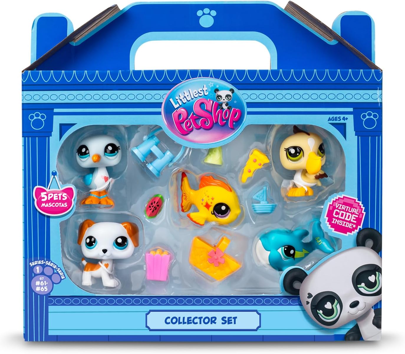 Littlest Pet Shop Collectors Pacote com 5 Amigas da Praia. O pacote contém 5 mini brinquedos LPS, 7 acessórios, 1 cartão colecionável e 1 código virtual. Brinquedos colecionáveis para meninas e meninos.