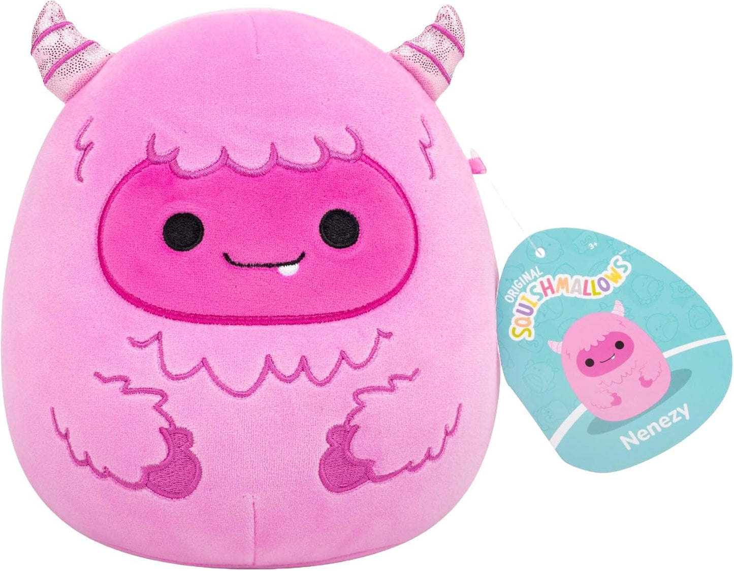 Squishmallows Original de 7,5 Polegadas Nenezy, o Yeti Rosa – Pelúcia Oficial da Jazwares